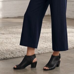 Black Perforated Peep-Toe Steve Madden leather Mules